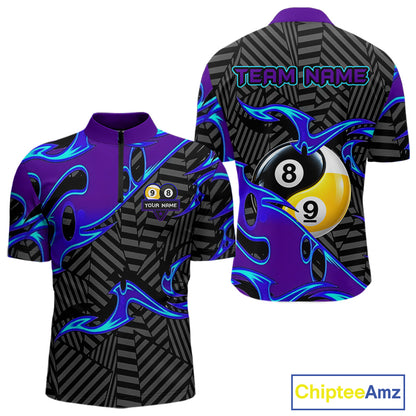 Personalized Blue Purple Yin-Yang Billiard Shirts For Men Custom 8 Ball & 9 Ball Pool Team Jersey TDM7809