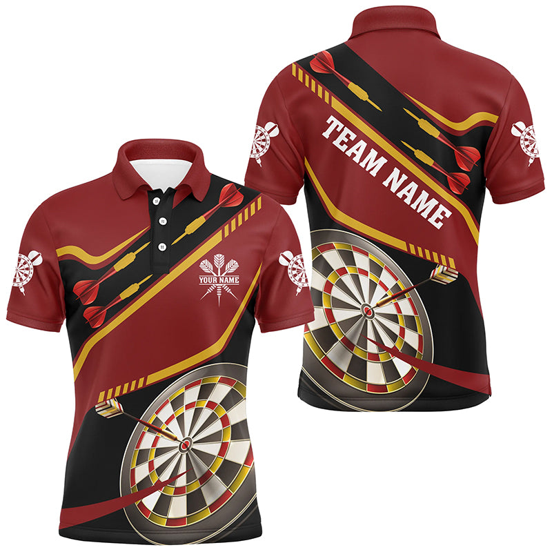 Personalized Red Darts Tournament Polo & 1/4 Zip Shirts For Men Custom 3D Darts Board Team Jerseys TDM2950