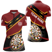 Load image into Gallery viewer, Personalized Red Darts Tournament Polo &amp; 1/4 Zip Shirts For Women Custom 3D Darts Board Team Jerseys TDM2950