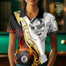 Load image into Gallery viewer, 8 Ball Pool Fire Flame Smoke Tribal Billiard Shirt For Women Custom Billiard Team Jersey |White TDM5398