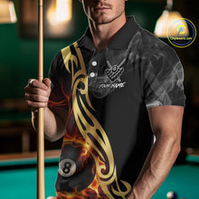 Load image into Gallery viewer, 8 Ball Pool Fire Flame Smoke Tribal Billiard Shirt For Men Custom Billiard Team Jersey |Black TDM5399