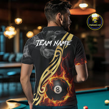Load image into Gallery viewer, 8 Ball Pool Fire Flame Smoke Tribal Billiard Shirt For Men Custom Billiard Team Jersey |Black TDM5399
