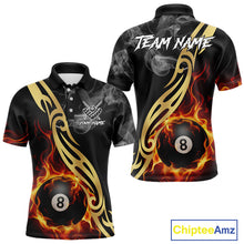 Load image into Gallery viewer, 8 Ball Pool Fire Flame Smoke Tribal Billiard Shirt For Men Custom Billiard Team Jersey |Black TDM5399