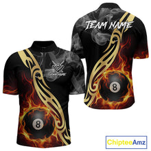 Load image into Gallery viewer, 8 Ball Pool Fire Flame Smoke Tribal Billiard Shirt For Men Custom Billiard Team Jersey |Black TDM5399