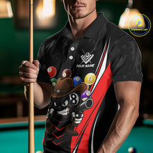 Load image into Gallery viewer, Black And Red Funny 8 Ball Billiard Shirt For Men Custom Pool Team Shirts, Billiard Jersey Outfit TDM5406