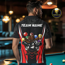 Load image into Gallery viewer, Black And Red Funny 8 Ball Billiard Shirt For Men Custom Pool Team Shirts, Billiard Jersey Outfit TDM5406