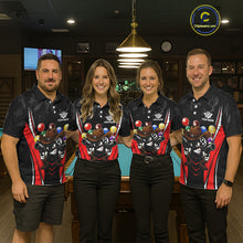 Load image into Gallery viewer, Black And Red Funny 8 Ball Billiard Shirt For Men Custom Pool Team Shirts, Billiard Jersey Outfit TDM5406