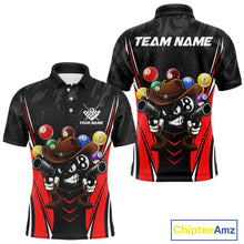 Load image into Gallery viewer, Black And Red Funny 8 Ball Billiard Shirt For Men Custom Pool Team Shirts, Billiard Jersey Outfit TDM5406