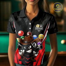 Load image into Gallery viewer, Funny 8 Ball &amp; 9 Ball Billiard Shirt For Women Custom Black And Red Pool Team Shirt, Billiard Jersey TDM5408