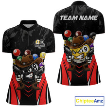 Load image into Gallery viewer, Funny 8 Ball &amp; 9 Ball Billiard Shirt For Women Custom Black And Red Pool Team Shirt, Billiard Jersey TDM5408