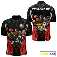 Load image into Gallery viewer, Funny 8 Ball &amp; 9 Ball Billiard Shirt For Men Custom Black And Red Pool Team Shirt, Billiard Jersey TDM5408