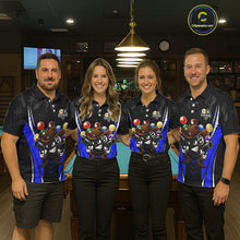 Load image into Gallery viewer, Funny 8 Ball &amp; 9 Ball Billiard Shirt For Men Custom Black And Blue Pool Team Shirt, Billiard Jersey TDM5409