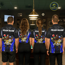 Load image into Gallery viewer, Funny 8 Ball &amp; 9 Ball Billiard Shirt For Men Custom Black And Blue Pool Team Shirt, Billiard Jersey TDM5409