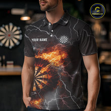 Load image into Gallery viewer, Custom Lightning Flame Darts Shirt With Pocket Option For Men, Darts Jersey TDM5684