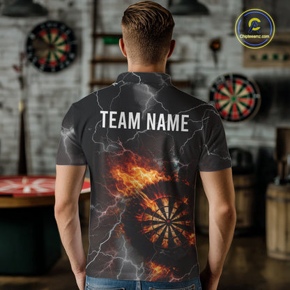 Custom Lightning Flame Darts Shirt With Pocket Option For Men, Darts Jersey TDM5684