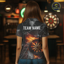 Load image into Gallery viewer, Custom Lightning Flame Darts Shirt With Pocket Option For Women, Darts Jersey TDM5684