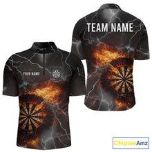 Load image into Gallery viewer, Custom Lightning Flame Darts Shirt With Pocket Option For Men, Darts Jersey TDM5684