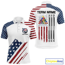 Load image into Gallery viewer, White Grunge American Flag Billiard Shirt For Men Custom Patriotic 8 Ball Pool Team Jersey TDM5687