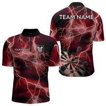 Load image into Gallery viewer, Black And Red Thunder Lightning Dart Shirts With Pocket For Men Custom 3D Darts Team Jerseys TDM3523