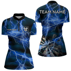 Blue Black Thunder Lightning Dart Shirt & Pocket For Women Custom Dart Jersey TDM3524