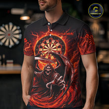 Load image into Gallery viewer, Personalized Red Grim Reaper Lightning Darts Shirt For Men, Darts Team Jersey Polo &amp; 1/4 Zip TDM5896