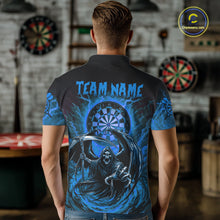 Load image into Gallery viewer, Personalized Blue Grim Reaper Lightning Darts Shirt For Men, Darts Team Jersey Polo &amp; 1/4 Zip TDM5897