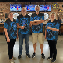 Load image into Gallery viewer, Personalized Blue Grim Reaper Lightning Darts Shirt For Men, Darts Team Jersey Polo &amp; 1/4 Zip TDM5897