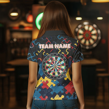 Funny Colorful Pattern Dart Shirt With Pocket Option Custom Women Dart Jersey TDM3695