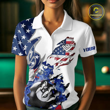 Load image into Gallery viewer, 8 Ball Pool Claw American Flag Billiard Shirt For Women Custom Patriotic Billiard Team Jersey|White TDM6043