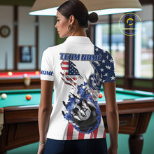 Load image into Gallery viewer, 8 Ball Pool Claw American Flag Billiard Shirt For Women Custom Patriotic Billiard Team Jersey|White TDM6043