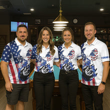 Load image into Gallery viewer, 8 Ball Pool Claw American Flag Billiard Shirt For Women Custom Patriotic Billiard Team Jersey|White TDM6043