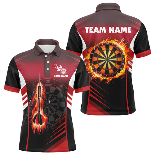 Personalized Darts Fire Arrow Men Darts Polo Shirts Custom Flame Darts Shirts Darts Jersey | Red TDM1406