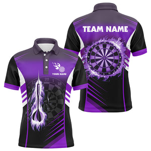 Personalized Darts Fire Arrow Men Dart Polo Shirts Custom Flame Dart Shirt Darts Jersey | Purple TDM1409