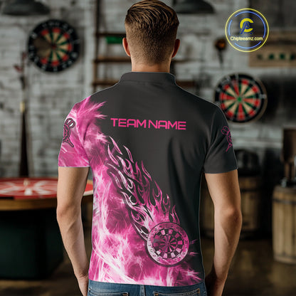 Pink And Black Light Icy Men Darts Polo & Quarter Zip Custom Dart Shirts For Team Dart Jerseys TDM3872
