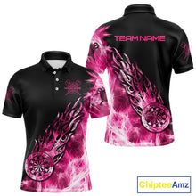 Load image into Gallery viewer, Pink And Black Light Icy Men Darts Polo &amp; Quarter Zip Custom Dart Shirts For Team Dart Jerseys TDM3872