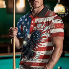 Load image into Gallery viewer, Personalized Vintage American Flag Eagle Billiard Shirt For Men, Patriotic 8 Ball Pool Jerseys TDM4155
