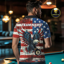 Load image into Gallery viewer, Personalized Vintage American Flag Eagle Billiard Shirt For Men, Patriotic 8 Ball Pool Jerseys TDM4155