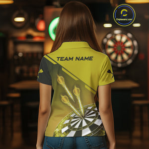 Personalized Yellow Dart Jerseys Polo & Quarter Zip Shirt For Women Custom Dart Shirts Team Uniform TDM4753