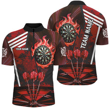 Load image into Gallery viewer, Red Dartboard Fire Flame Hitting Target Custom Dart Shirts For Men, Darts League Team Jerseys TDM2701