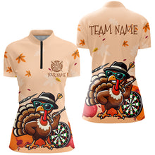 Load image into Gallery viewer, Orange Funny Turkey Autumn Women Darts Shirts Custom Thanksgiving Shirt Gift For Darts Lover TDM2704