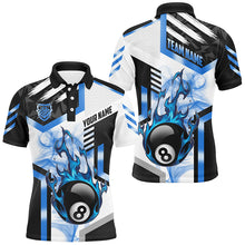 Load image into Gallery viewer, Blue 8 Ball Pool Fire Flame Smoke Custom Billiard Shirts For Men, Billiard Jerseys Team Uniform TDM2708