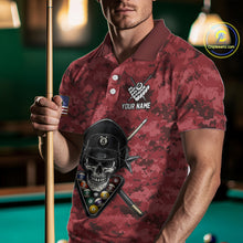Load image into Gallery viewer, Personalized Red Camo Skull Billiard Shirt For Men Custom Patriotic US Flag Pool Team Jersey TDM5165