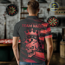 Load image into Gallery viewer, Black And Red Funny Skull Crown Darts Shirt For Men Custom Dart Jerseys Team Polo &amp; Quarter Zip TDM5169