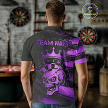 Load image into Gallery viewer, Black And Purple Funny Skull Crown Darts Shirt For Men Custom Dart Jerseys Team Polo &amp; 1/4 Zip TDM5170