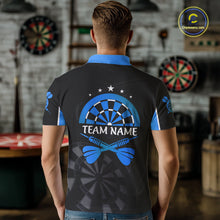Load image into Gallery viewer, Black And Blue Darts Jersey For Men Custom Team Polo &amp; Quarter Zip Darts Shirt Uniform TDM5411