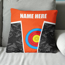 Load image into Gallery viewer, Personalized Archery Target Orange Pillow, Custom Archery Throw Pillows TDM0896