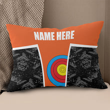 Load image into Gallery viewer, Personalized Archery Target Orange Pillow, Custom Archery Throw Pillows TDM0896