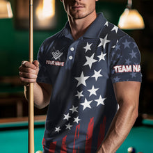 Load image into Gallery viewer, Personalized American Flag Blue Navy Billiard Shirt For Men Custom Patriotic Billiard Pool Jerseys TDM3404