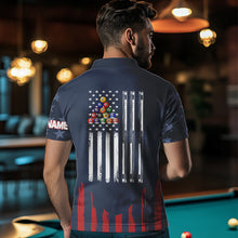 Load image into Gallery viewer, Personalized American Flag Blue Navy Billiard Shirt For Men Custom Patriotic Billiard Pool Jerseys TDM3404