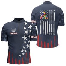 Load image into Gallery viewer, Personalized American Flag Blue Navy Billiard Shirt For Men Custom Patriotic Billiard Pool Jerseys TDM3404